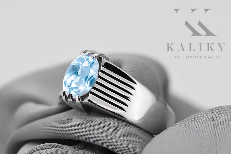 Anillo Aguamarina Plata de ley 925 Artesanía vintage vrc007s